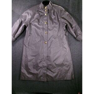 Woman Essentials Raincoat Womens 18W Long Lightweight Trench Gray Gold Buttons